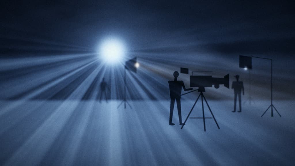 Crew under a cold backlight