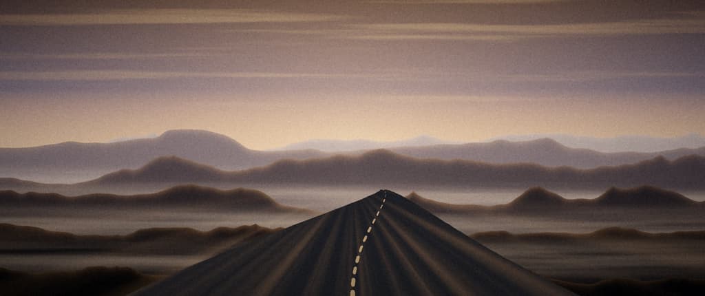 Road into the hills at dawn