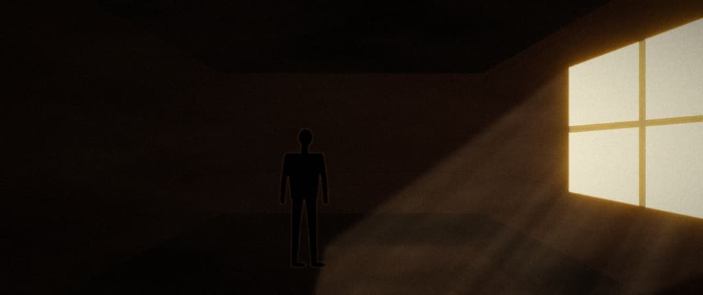 Figure in warm window light