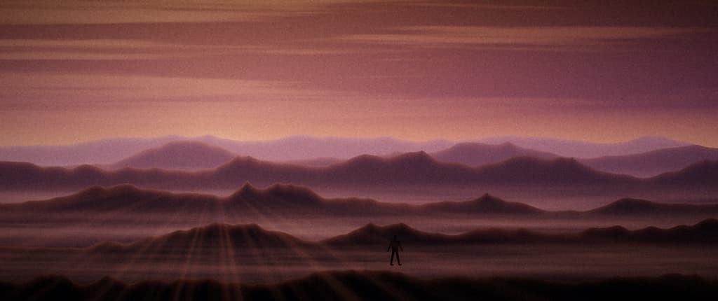 Figure walking at dusk