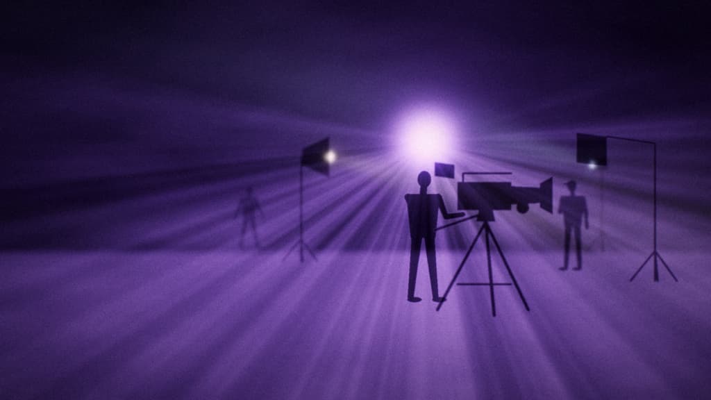 Crew on the violet set