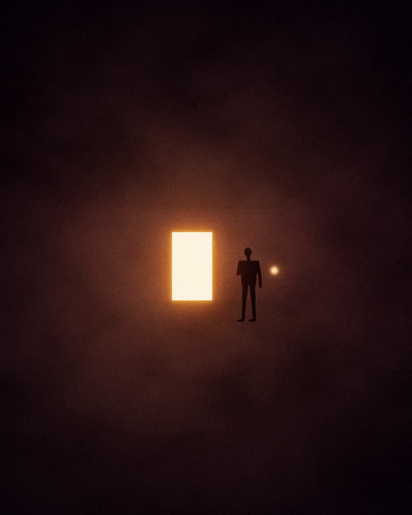 Study set lit by a single lamp